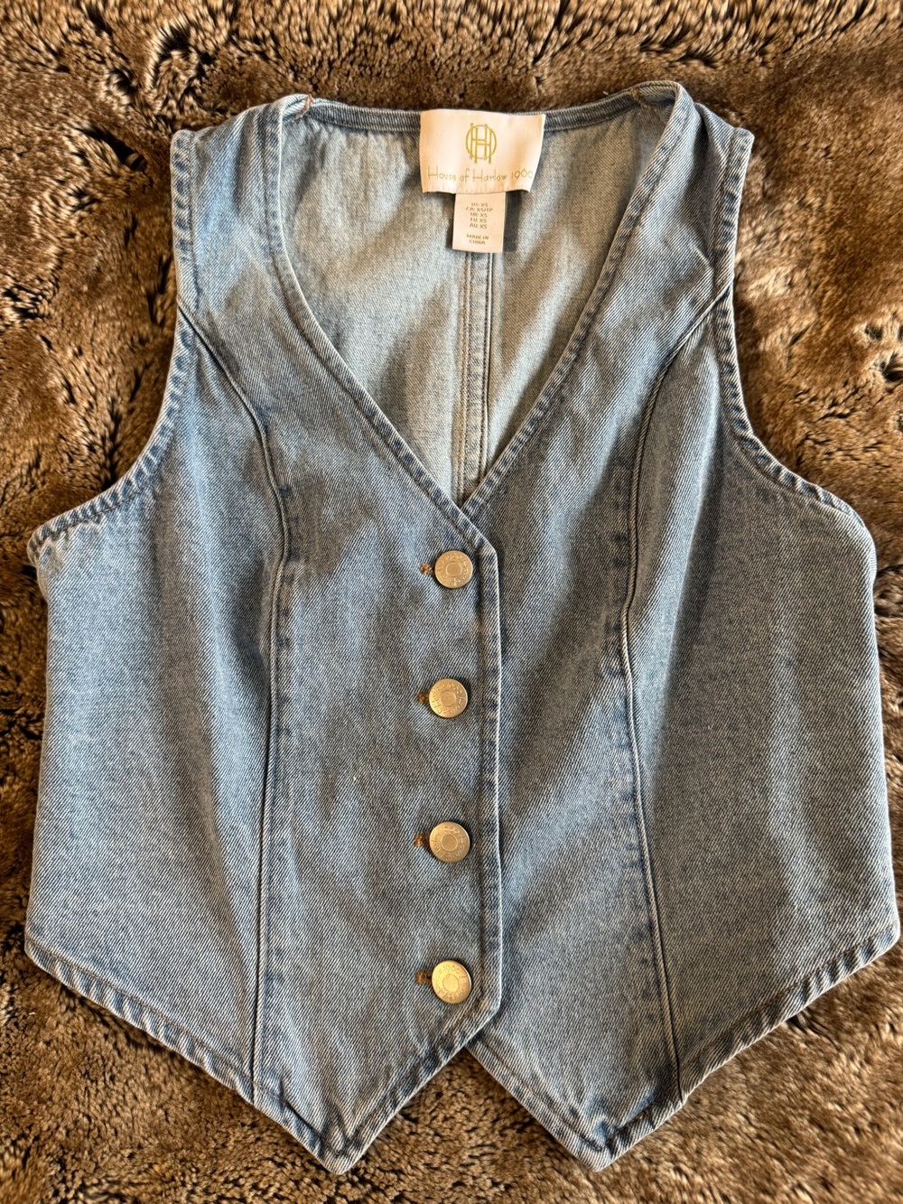 HOUSE OF HARLOW 1960 Fitted Light Wash Denim Jean Vest XS